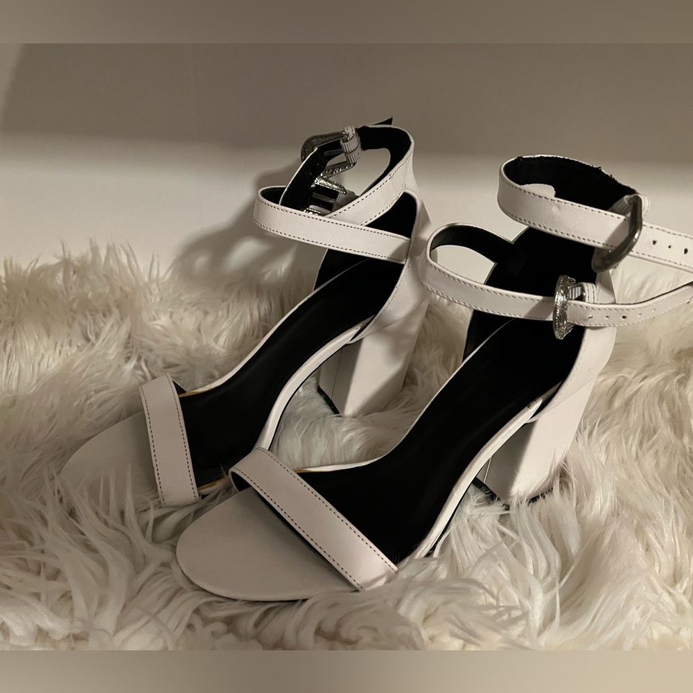 Wild Diva White Block Heel